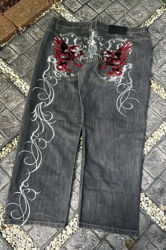 Street Style Wide Leg Denim Pants