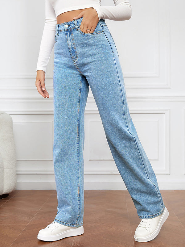 Stretch Washed Fashionable Straight Leg Boyfriend Jeans