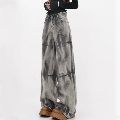 Tie dye zip-up button low rise low rise | Baggy Low Rise Jeans  | Festival Outfits Women