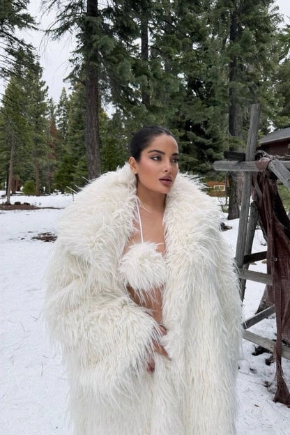 Faux Fur Extended Thick Warm Overcoat