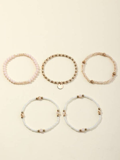 5pcs Disc Charm Beaded Bracelet for Women