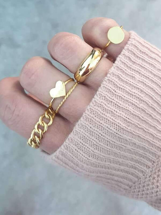 5pcs Heart Decor Ring for Women