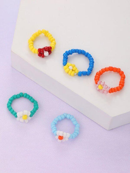 5pcs Simple Beaded Ring for Women