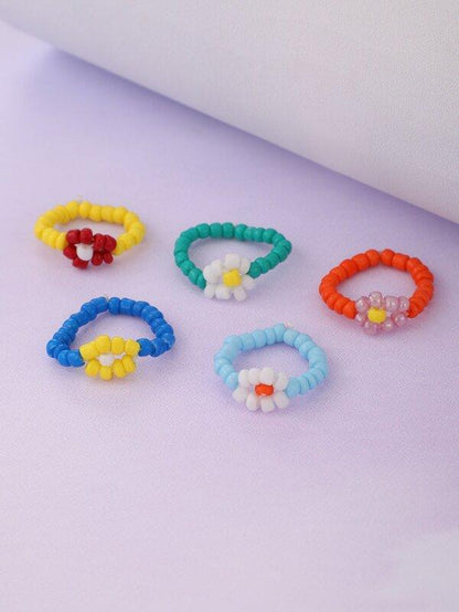 5pcs Simple Beaded Ring for Women