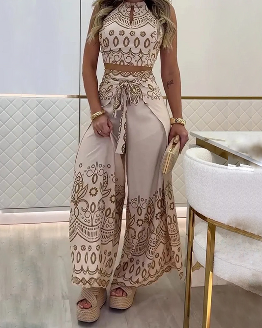 Printed Retro Casual Suit