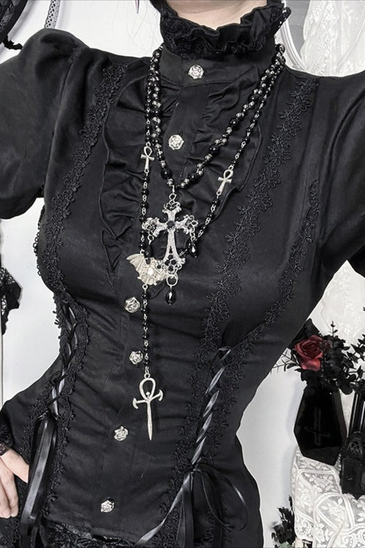 Versatile Dark Lolita Flare Sleeve Blouse