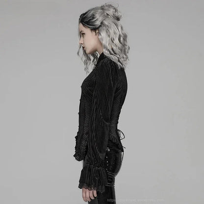 Elastic Velvet Gothic Long Sleeve Blouse