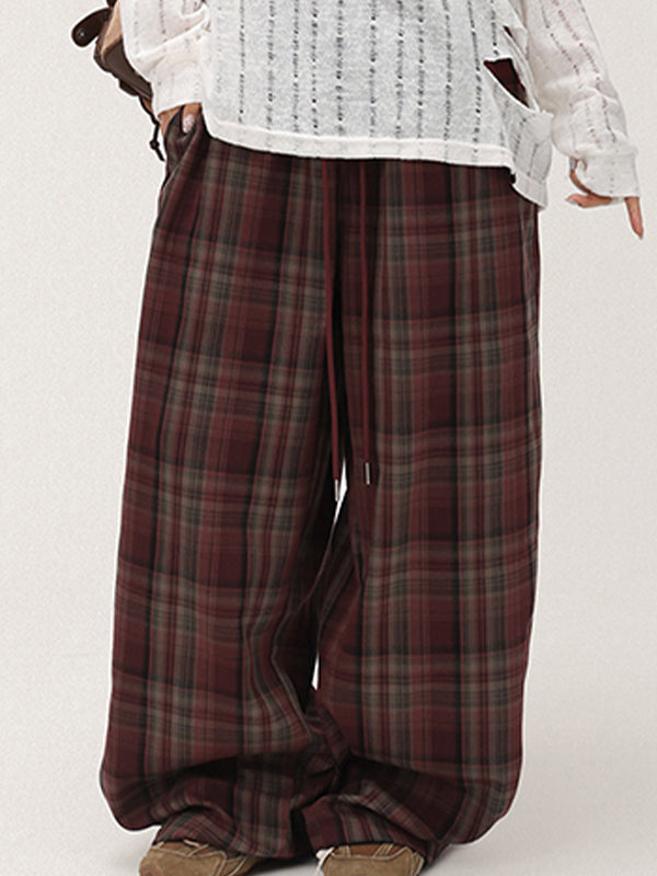 Plaid Baggy Parachute Cargo Pants