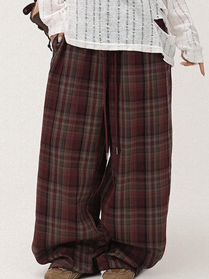Plaid Baggy Parachute Cargo Pants