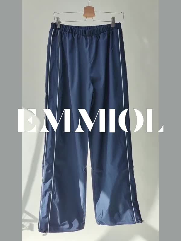 Piping Detail Wide Leg Track Pants