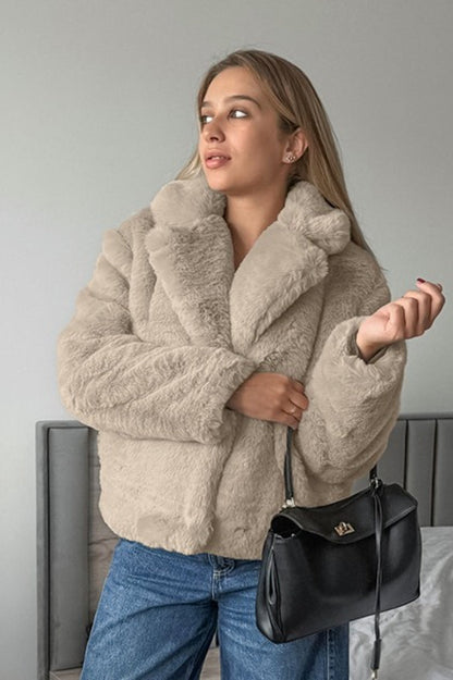 Solid Color Minimalist Fleece Loose Coat