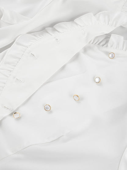 Ruffled Victorian Style Fitted Blouse