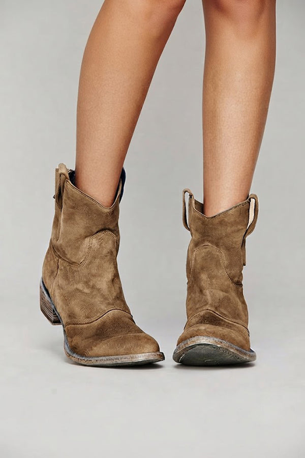 Faux Suede Mid-calf Boots with Low Heels