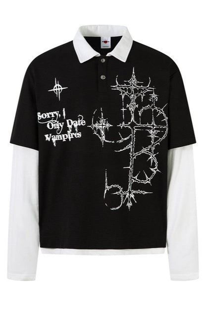Gothic Thorn Print Long Sleeve Knit Top