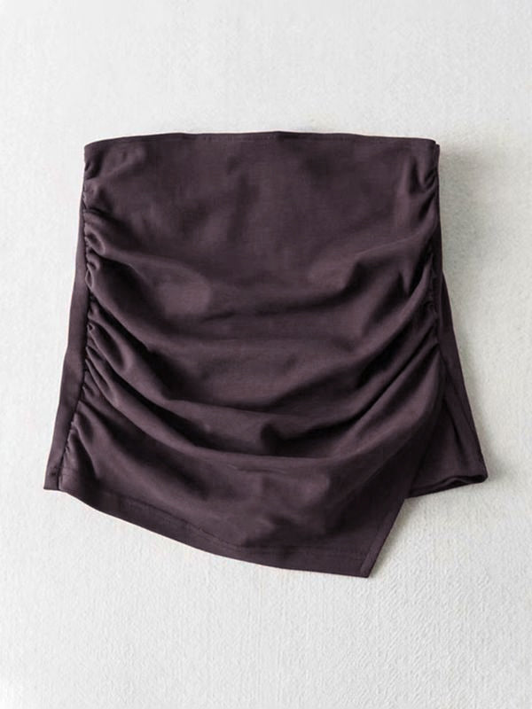 Ruched Split Lined Mini Skirt