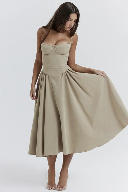 Nina | Sleeveless Corset Midi Dress