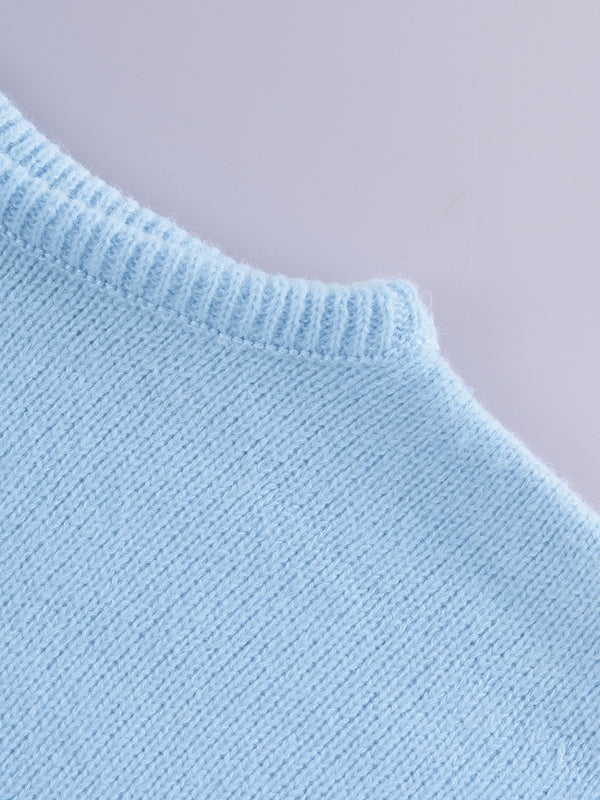Solid High Neck Loose Sweater Vest
