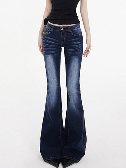 Vintage Washed Slim Fit Flare Jeans