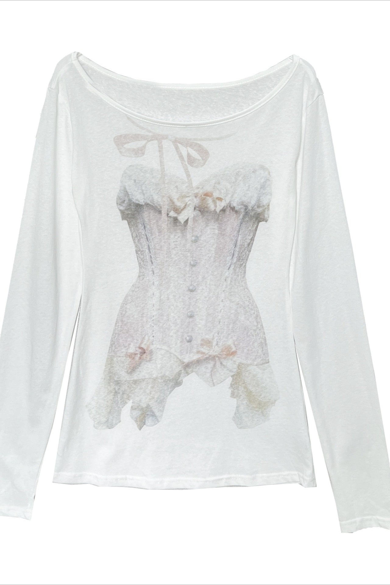 Sweet Hot Corset Printed Casual Long Sleeve T-shirt