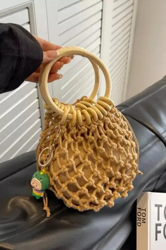 Ava Wooden Handle Tote Bag