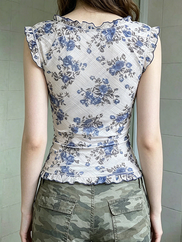 Holiday-Inspired Floral Print Short Sleeve