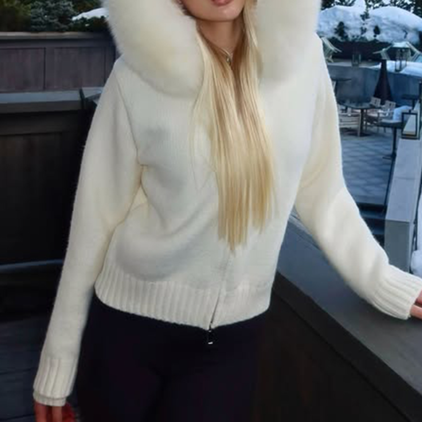 Hoodie long sleeve fluffy zip-up top  | Festival Outfits Women