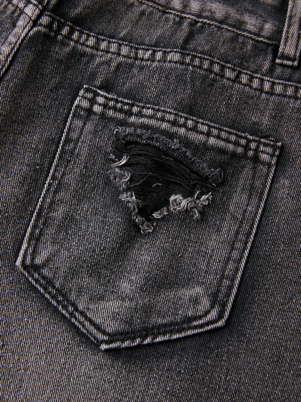Washed Black Ripped Boyfriend Jeans