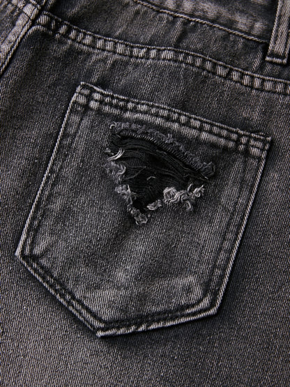 Washed Black Ripped Boyfriend Jeans