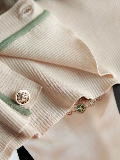 Sophia Vintage V-neck Printed Jacquard Cardigan