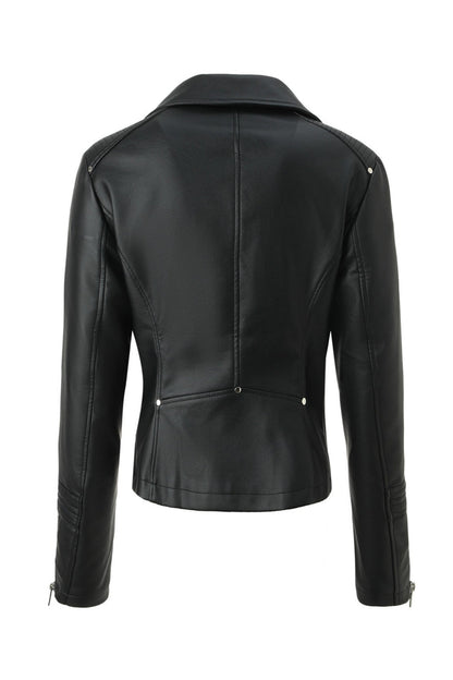 PU Leather Vintage Moto Plus-size Jacket