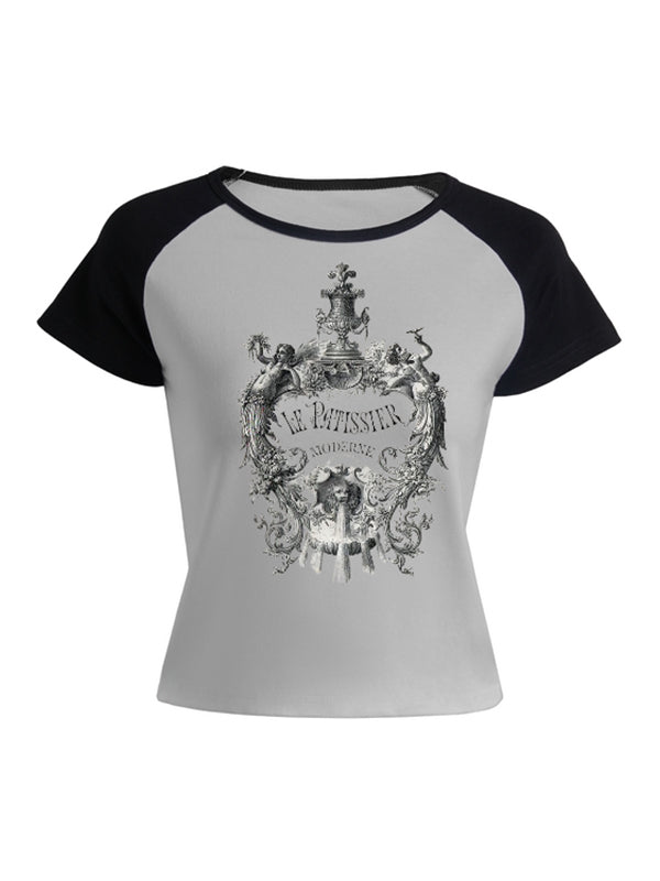 Retro Abstract Print Short Sleeve Tee