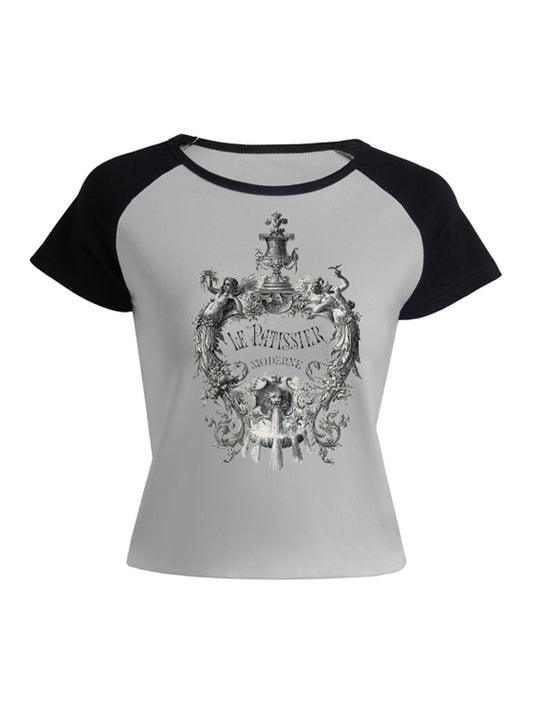Retro Abstract Print Short Sleeve Tee