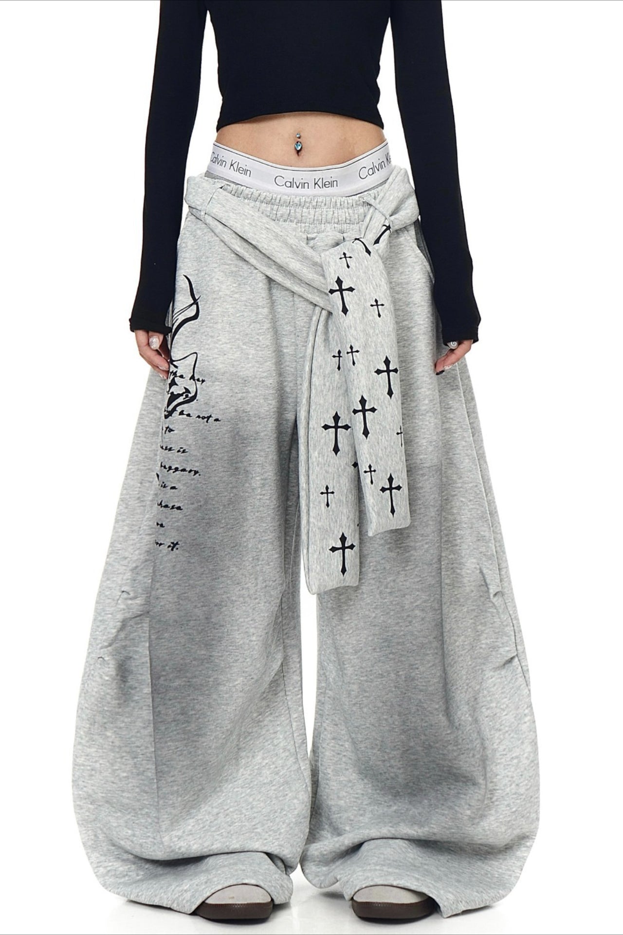 Punk Gradient Cross Fleece Wide Pants