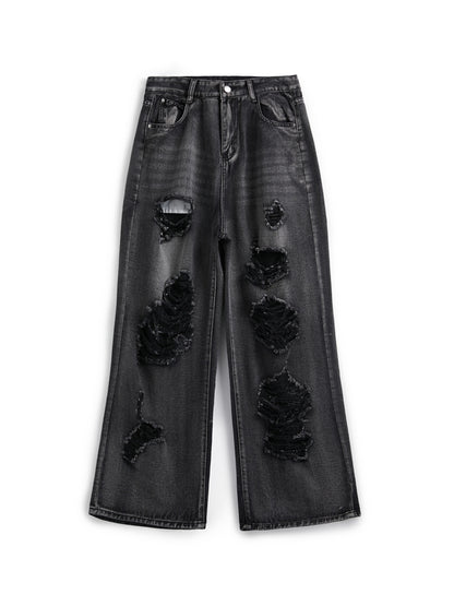 Washed Black Ripped Boyfriend Jeans