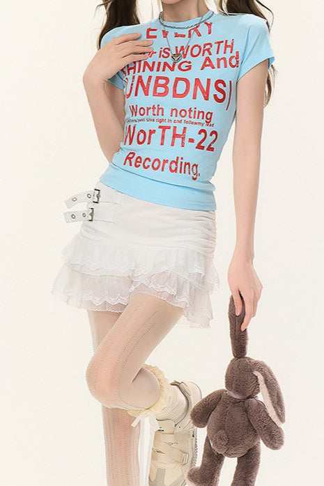 Y2K White Lace High Waist Mini Skirt