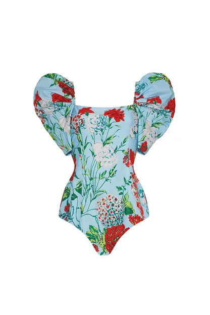 Conjunto de bikini estilo francés con lazo y ribete de encaje