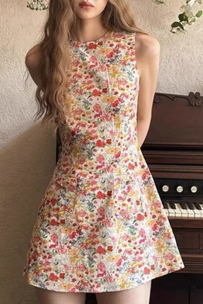 Crewneck Ruched Tank Mini Dress