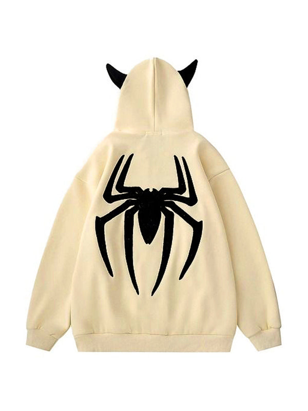 Street Spider Embroidered Devil Styling Oversized Hoodie