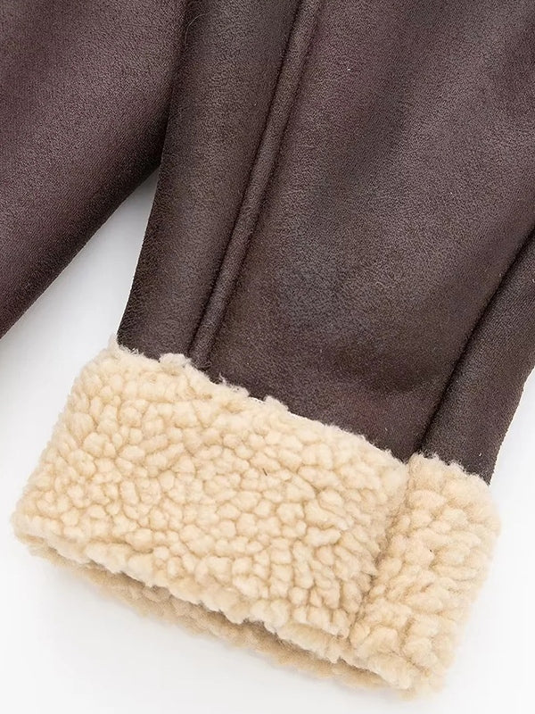 Lambswool Lined Leather Splice Short Jacket