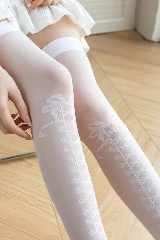 Punk Cross-tied Stretch Thigh High Socks