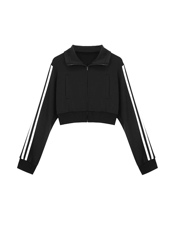 American Retro Striped Short Style Jacket