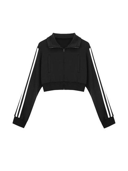 American Retro Striped Short Style Jacket