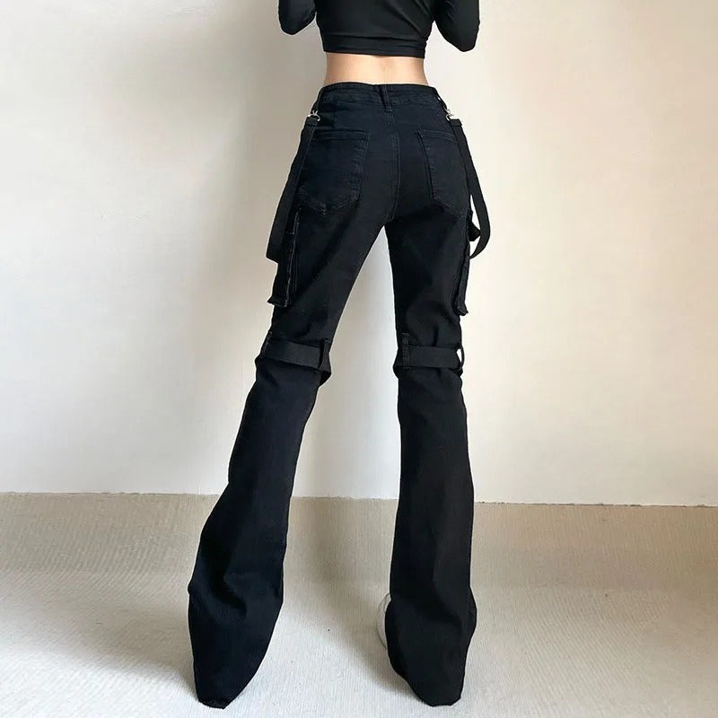 Black Tactical Belt Trousers Pants