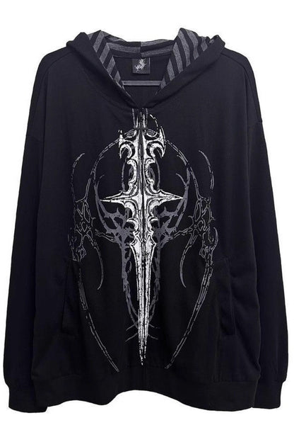 Unisex Y2K Japanese Dark Streetwear Thin Hooded Coat