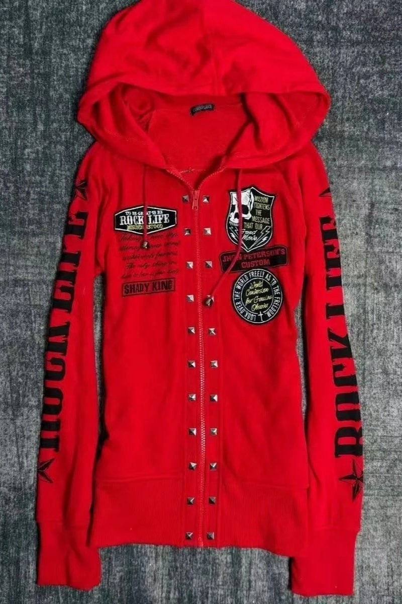 Punk Rock Skeleton Letter Hoodie
