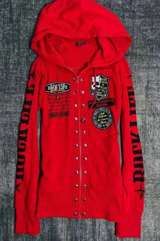 Punk Rock Skeleton Letter Hoodie