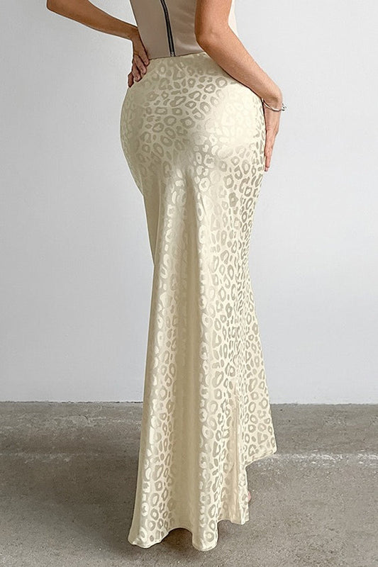 Leopard Print Satin Mermaid Skirt