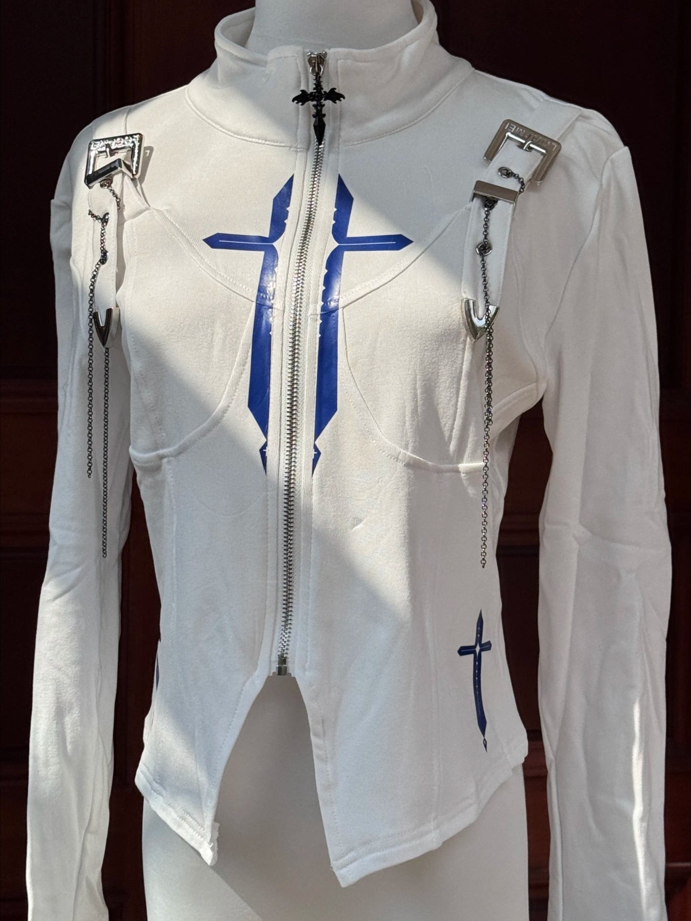 Contrast Futuristic Stand Collar T-shirt