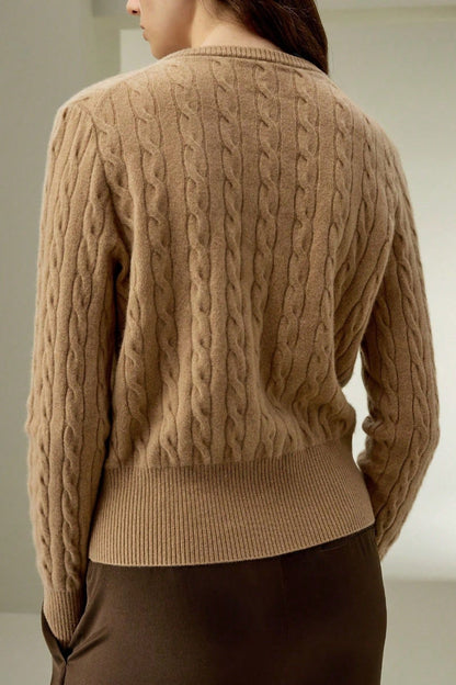 Elegant Cable Knit Button Cardigan Sweater
