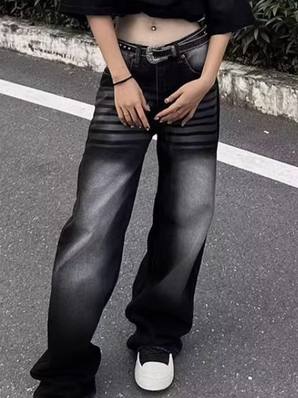 Washed Ombre Dangle Boyfriend Jeans